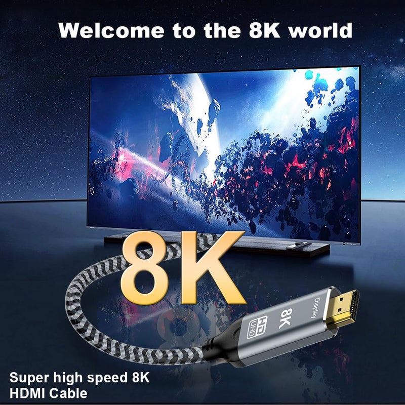 Angusplay USB C to HDMI 2.1 Cable 3.3FT, 8K@60Hz 4K@144Hz Thunderbolt 3/4 Compatible with MacBook Pro/Air, iPad Pro, iPhone 15, Supports HDCP 2.3 & HDR10, High Speed 48Gbps for XPS, Galaxy S22, Gaming Monitor - Image 2